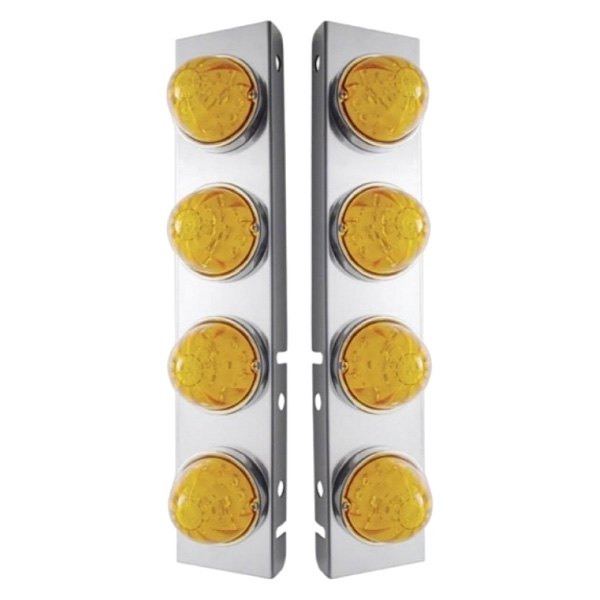 United Pacific® - Front Air Cleaner Chrome/Amber LED Parking Lights with 8 x 17 LED Dual Function Watermelon Lights