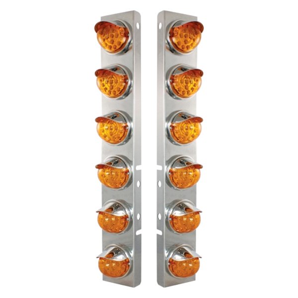 United Pacific® - Front Air Cleaner Chrome/Amber LED Parking Lights with 12 x 17 LED Reflector Lights