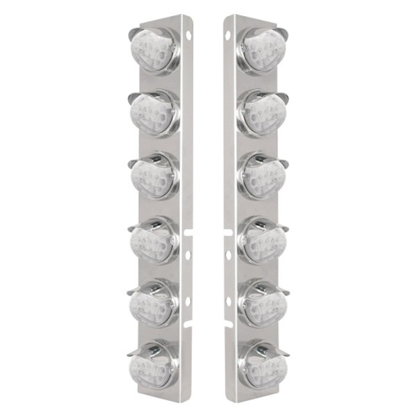 United Pacific® - Front Air Cleaner Chrome LED Parking Lights with 12 x 17 LED Reflector Watermelon Lights