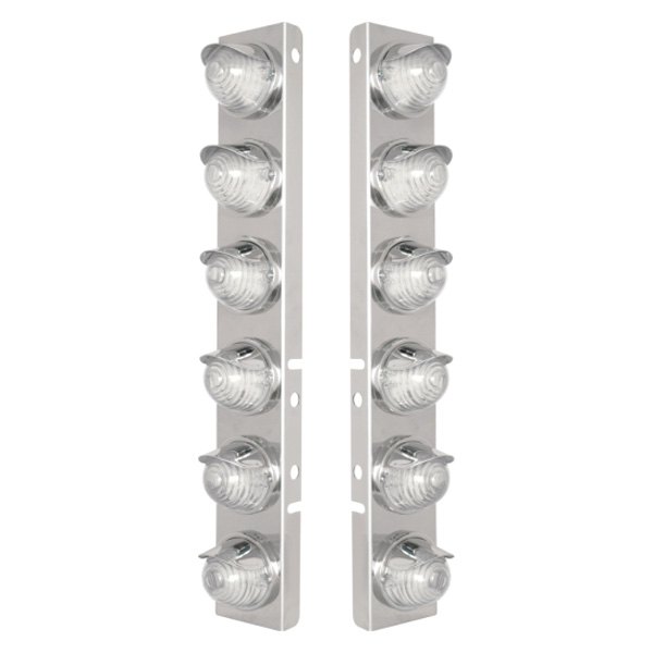 United Pacific® - Front Air Cleaner Chrome LED Parking Lights with 12 x 17 LED Beehive Lights