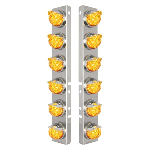 United Pacific® - Front Air Cleaner Chrome/Amber LED Parking Lights with 12 x 17 LED Watermelon Lights