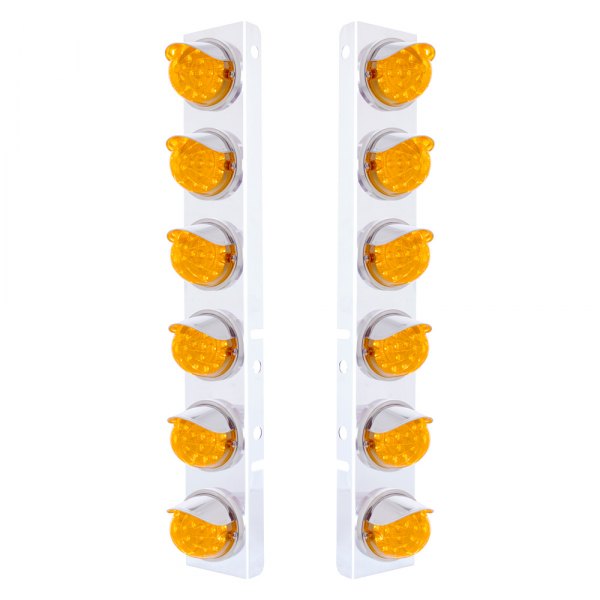 United Pacific® - Front Air Cleaner Chrome/Amber LED Parking Lights with 12 x 17 LED Dual Function Reflector Lights
