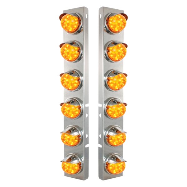 United Pacific® - Front Air Cleaner Chrome/Amber LED Parking Lights with 12 x 17 LED Dual Function Watermelon Lights
