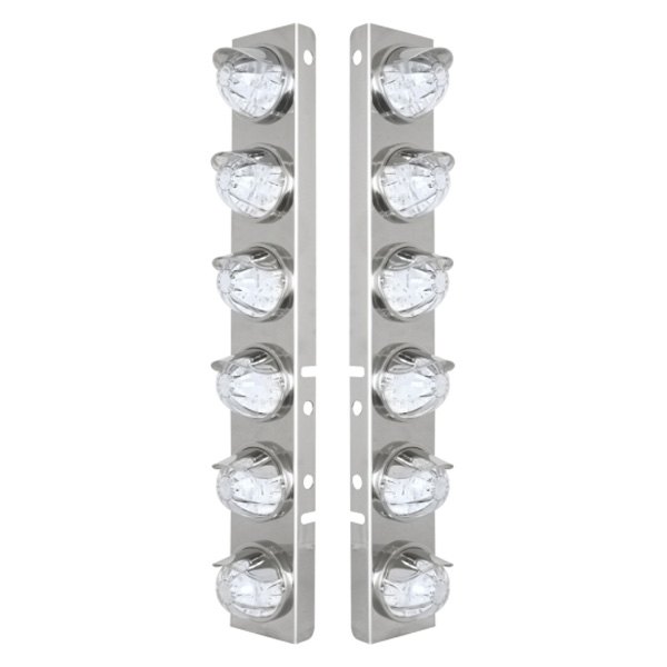 United Pacific® - Front Air Cleaner Chrome LED Parking Lights with 12 x 17 LED Dual Function Watermelon Lights