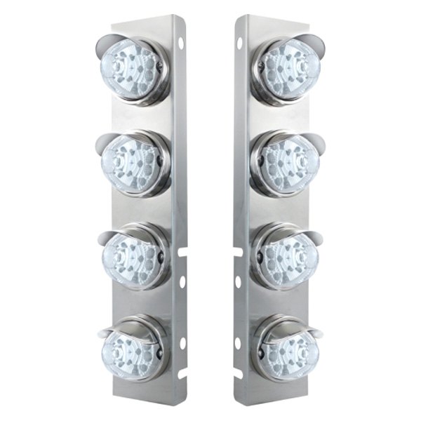United Pacific® - Front Air Cleaner Chrome LED Parking Lights with 8 x 17 LED Reflector Watermelon Lights