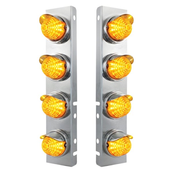 United Pacific® - Front Air Cleaner Chrome/Amber LED Parking Lights with 8 x 17 LED Beehive Lights