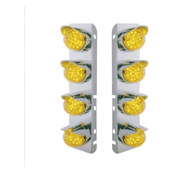 United Pacific® - Front Air Cleaner Chrome/Amber LED Parking Lights with 8 x 17 LED Watermelon Lights