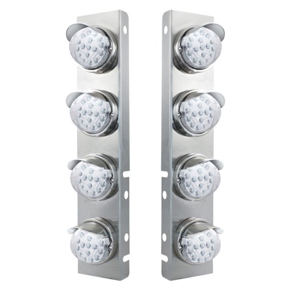United Pacific® - Front Air Cleaner Chrome LED Parking Lights with 8 x 17 LED Dual Function Reflector Lights
