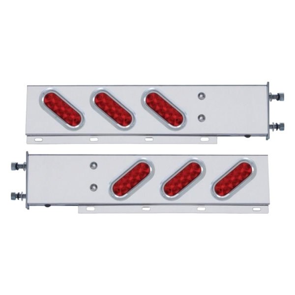 United Pacific® - Spring Loaded Light Bars with Six Oval LED Lights and Visors