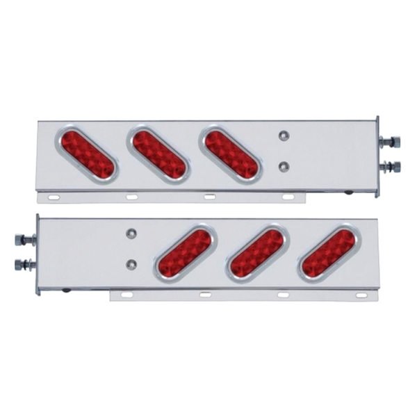 United Pacific® - Spring Loaded Light Bars with Six Oval LED Lights and Visors