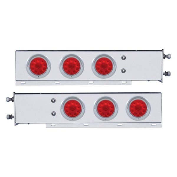 United Pacific® - Spring Loaded Light Bars with Six 4" LED Lights and Visors