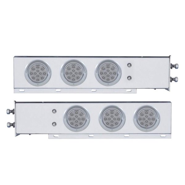 United Pacific® - Spring Loaded Light Bars with Six 4" LED Reflector Lights and Visors