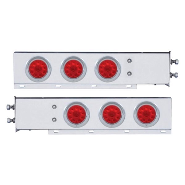 United Pacific® - Spring Loaded Light Bars with Six 4" LED Lights and Visors
