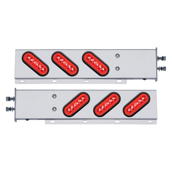  United Pacific® - Spring Loaded Bar with 6 x 22 Red LED 6" Oval "GLO" Light and Grommet