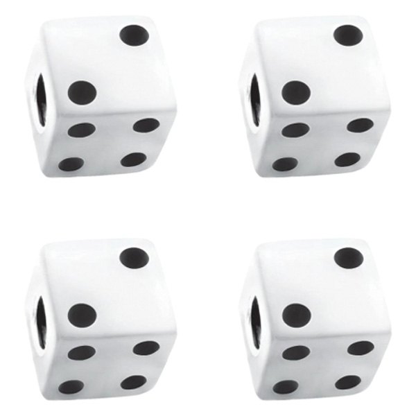 United Pacific® - White With Black Dots Dice Valve Caps