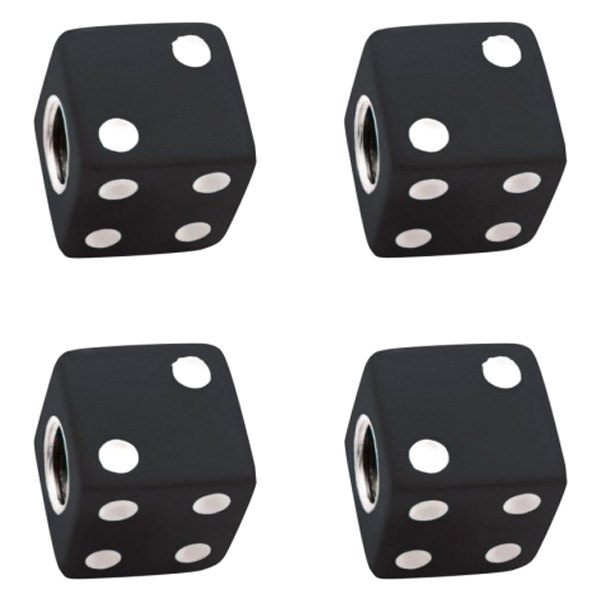 United Pacific® - Black With White Dots Dice Valve Caps