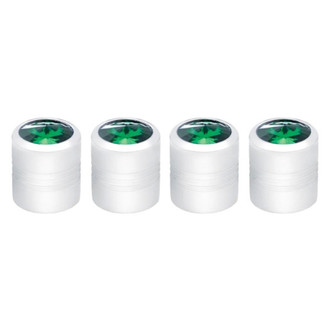 United Pacific® - Chrome With Green Diamond Round Valve Caps