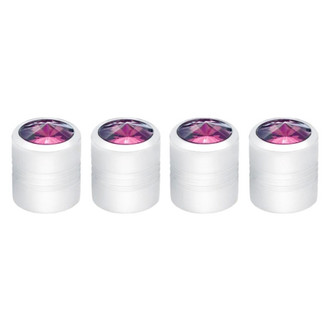 United Pacific® - Chrome With Purple Diamond Round Valve Caps