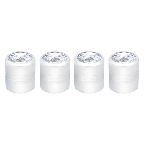 United Pacific® - Chrome With Clear Diamond Round Valve Caps