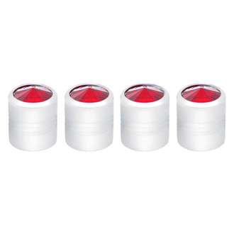 United Pacific® - Chrome With Red Diamond Round Valve Caps