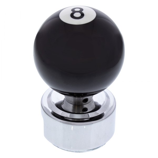 United Pacific® - 13/15/18 Speed Black "8" Billiard Ball Gearshift Knob with Chrome Plated Eaton Style Gear Shifter Base