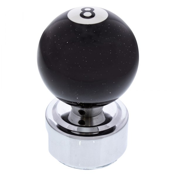 United Pacific® - 13/15/18 Speed Black Glitter "8" Billiard Ball Gearshift Knob with Chrome Plated Eaton Style Gear Shifter Base