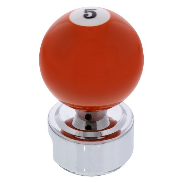 United Pacific® - 13/15/18 Speed Orange "5" Billiard Ball Gearshift Knob with Chrome Plated Eaton Style Gear Shifter Base