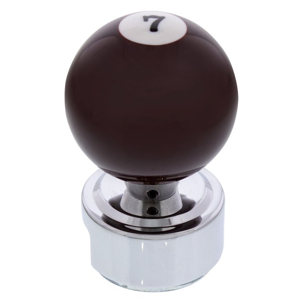 United Pacific® - 13/15/18 Speed Maroon "7" Billiard Ball Gearshift Knob with Chrome Plated Eaton Style Gear Shifter Base