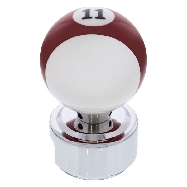 United Pacific® - 13/15/18 Speed Red Striped "11" Billiard Ball Gearshift Knob with Chrome Plated Eaton Style Gear Shifter Base