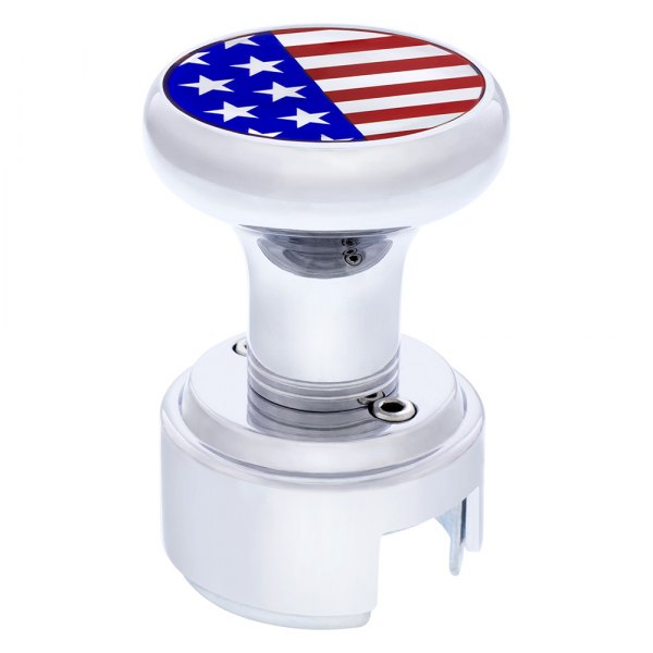 United Pacific® - 13/15/18 Speed Chrome Thread-on Gearshift Knob with Adaptor and US Flag