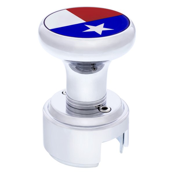United Pacific® - 13/15/18 Speed Chrome Thread-on Gearshift Knob with Adaptor and Texas Flag