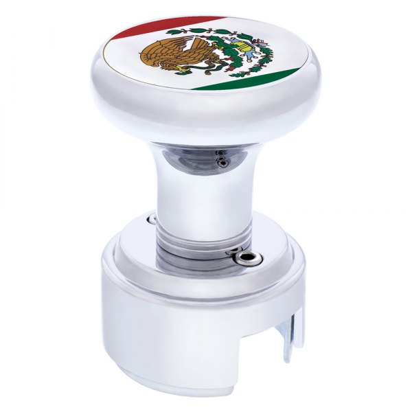 United Pacific® - 13/15/18 Speed Chrome Thread-on Gearshift Knob with Adaptor and Mexico Flag