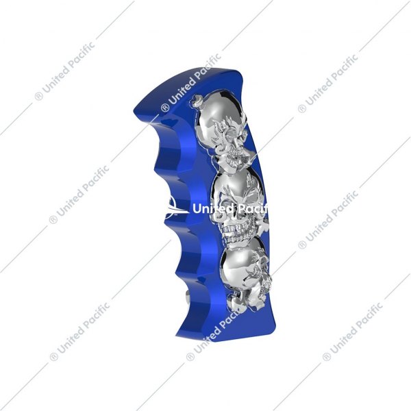 United Pacific® - Thread-On Indigo Blue Skulls Pistol Grip Gearshift Knob