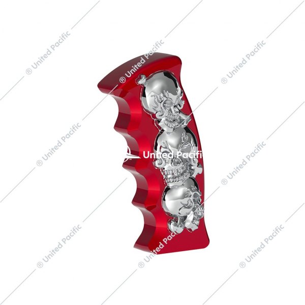 United Pacific® - Thread-On Candy Red Skulls Pistol Grip Gearshift Knob