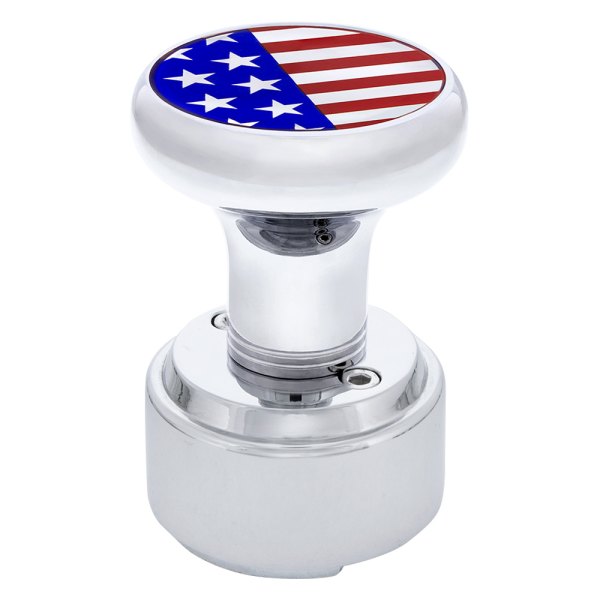 United Pacific® - Chrome USA Flag Thread-On Shift Knob with Adapter for Eaton Fuller Style 9/10 Shifter