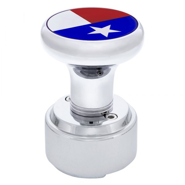 United Pacific® - Chrome Texas Flag Thread-On Shift Knob with Adapter for Eaton Fuller Style 9/10 Shifter