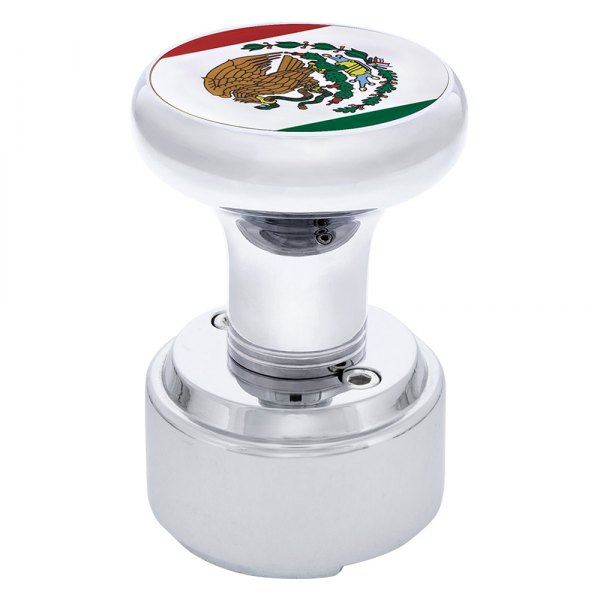 United Pacific® - Chrome Mexico Flag Thread-On Shift Knob with Adapter for Eaton Fuller Style 9/10 Shifter