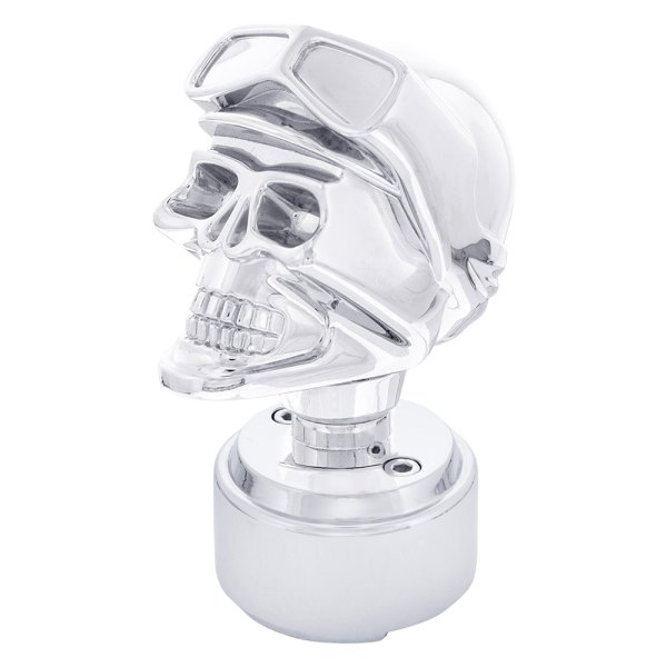 United Pacific® - Chrome Skull Biker Thread-On Shift Knob with Adapter for Eaton Fuller Style 9/10 Shifter