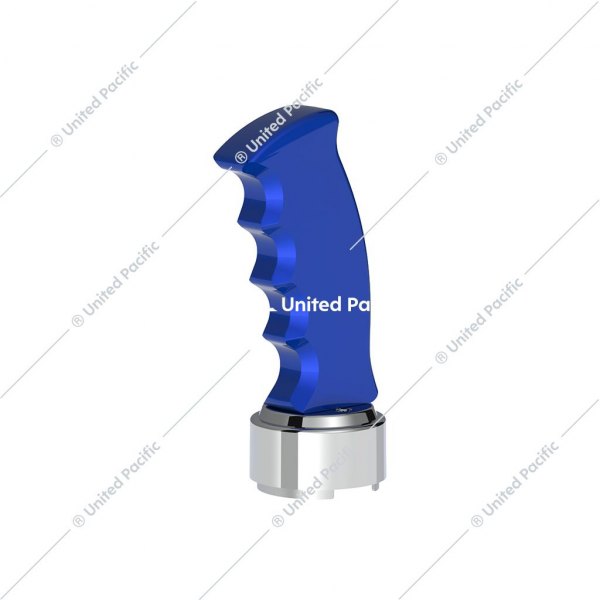 United Pacific® - 9/10 Speed Thread-On Indigo Blue Pistol Grip Gearshift Knob with Chrome Adapter