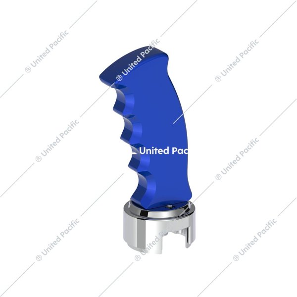 United Pacific® - 13/15/18 Speed Indigo Blue Thread-On Pistol Grip Gearshift Knob with Chrome Adapter