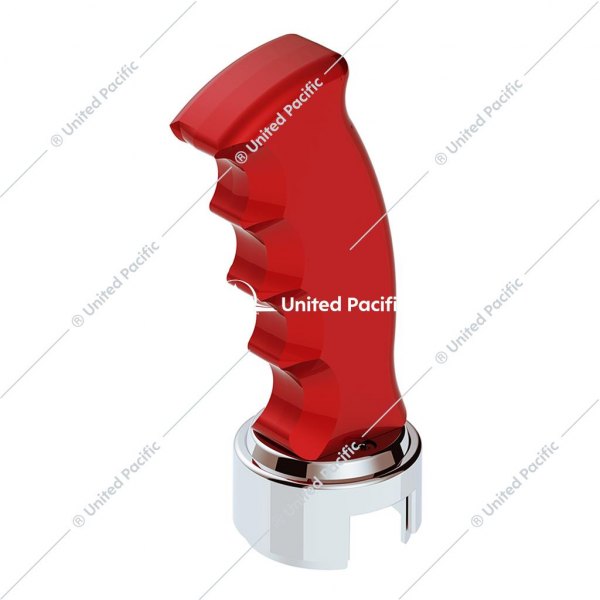 United Pacific® - 13/15/18 Speed Candy Red Thread-On Pistol Grip Gearshift Knob with Chrome Adapter