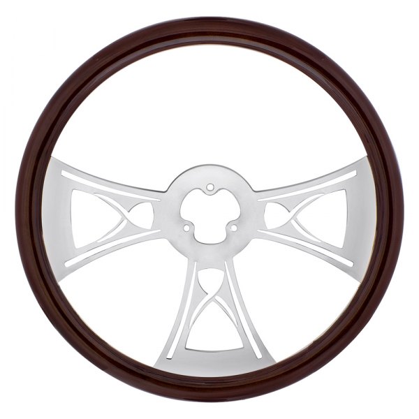 United Pacific® - Hourglass Wood Steering Wheel with Chrome Spokes