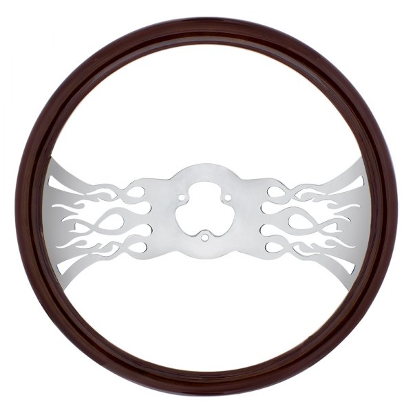 United Pacific® - Inferno Wood Steering Wheel with Chrome Spokes