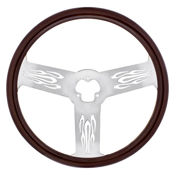United Pacific® - Firestorm Wood Steering Wheel with Chrome Spokes
