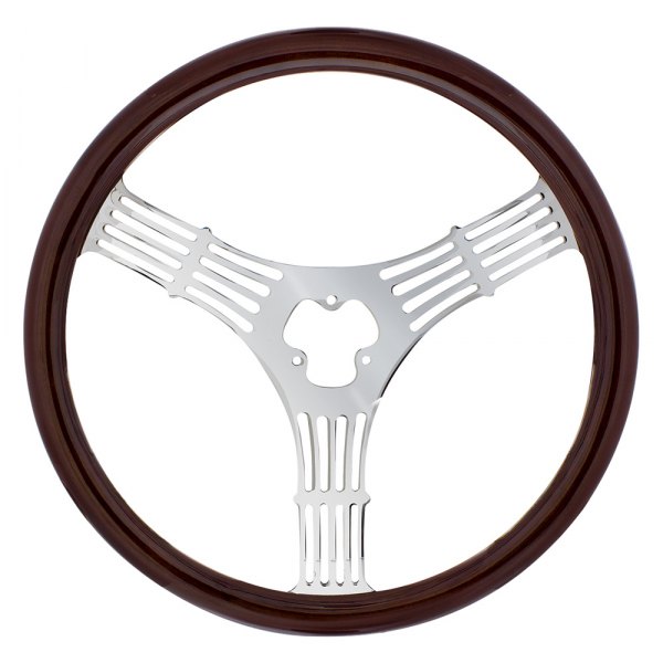 United Pacific® - Banjo Wood Steering Wheel with Chrome Spokes