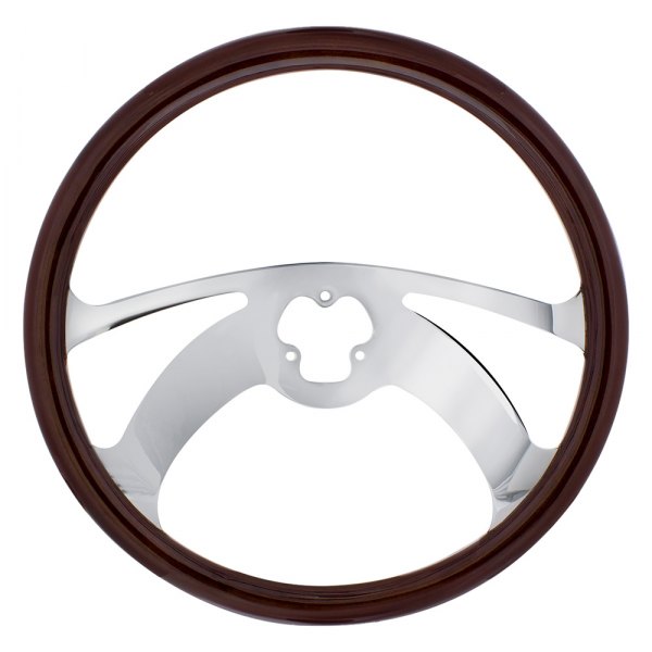 United Pacific® - Scorpion Wood Steering Wheel with Chrome Spokes