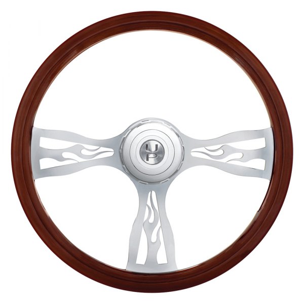 United Pacific® - Flame Style Wood Steering Wheel Kit