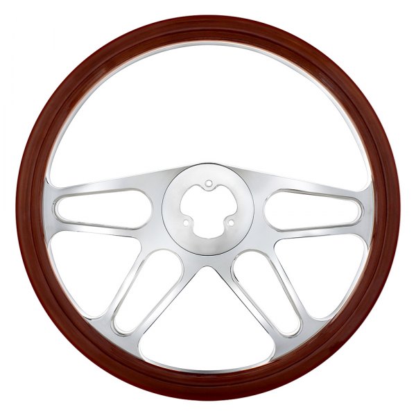 United Pacific® - Chrome Aluminum Steering Wheel with Wood Rim