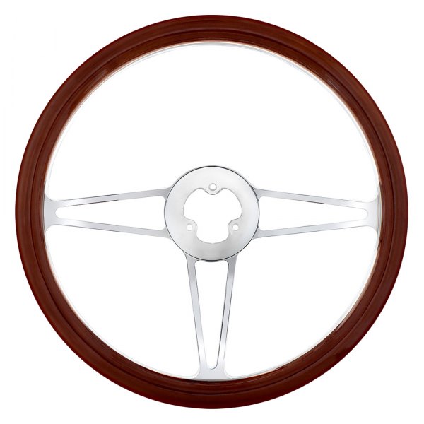 United Pacific® - Chrome Aluminum Steering Wheel with Wood Rim