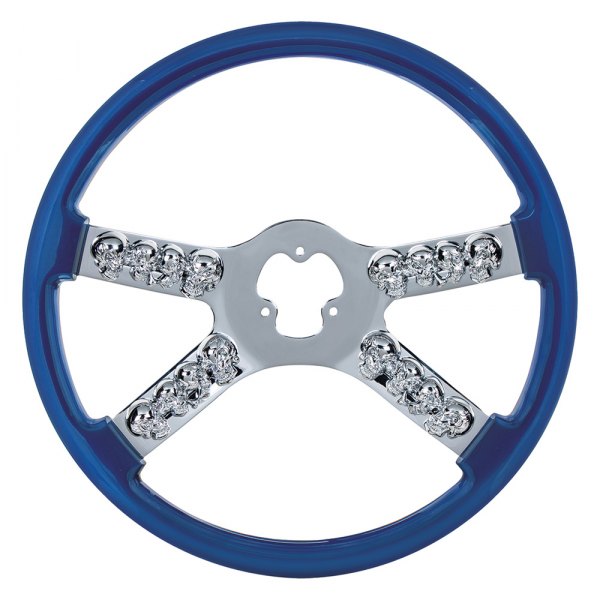 United Pacific® - Blue Steering Wheel with Skull Accent